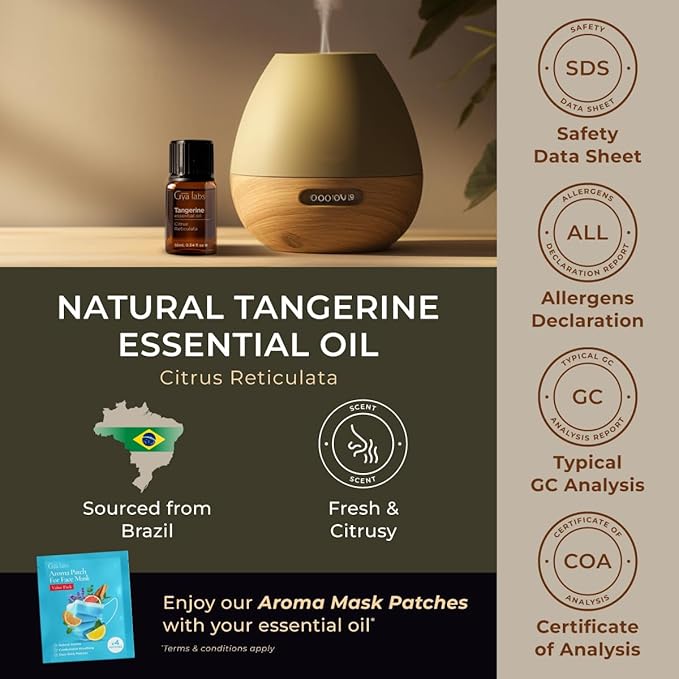 Gya Labs Tangerine Essential Oil for Diffuser - 0.34 Fl Oz - 100% Pure Natural Tangerine Oil for Skin, Massage, DIY Fragrances & Candle Making Scent-Ruum Studio Home