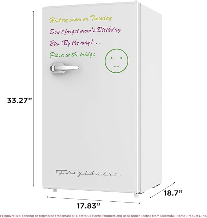 Frigidaire EFR331-WHITE 3.2 Cu ft Eraser Board Mini Compact Dorm Fridge (White)-Ruum Studio Home