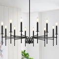 12 Light Black Chandelier Light Fixture, Modern Farmhouse Chandeliers for Dining Room Light Fixture, Metal Candle Pendant Chandelier for Foyer Entryway Stairs Living Room Bedroom Kitchen-Ruum Studio Home