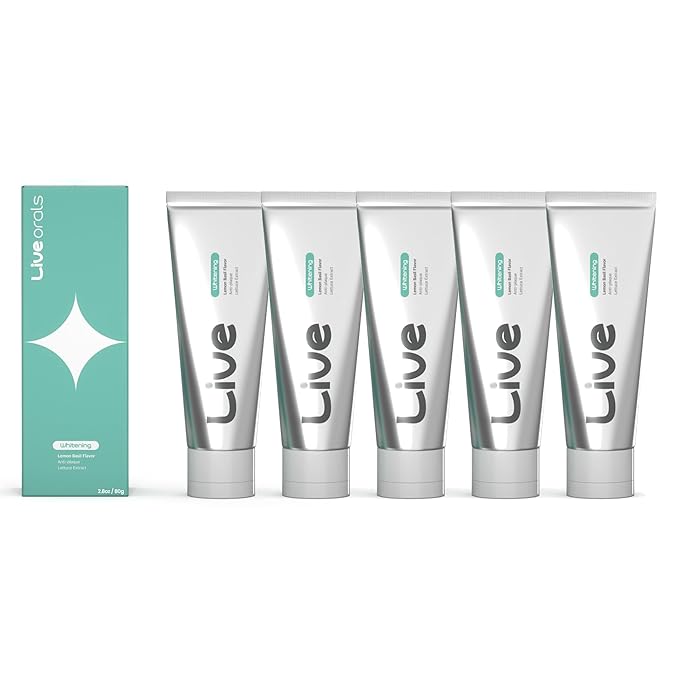Live Orals Whitening Toothpaste 80g x 5 Units - Fluoride-Free Stain Removal, Strengthens Enamel, Natural Ingredients, Fresh Mint Flavor-Ruum Studio Home