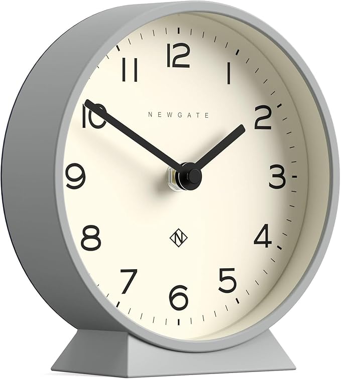 NEWGATE® M Mantel Echo Desk Clock | Modern Round Design | Posh Gray | Easy to Read Numbers | Contemporary Style for Desk, Table, Shelf or Bedside-Ruum Studio Home
