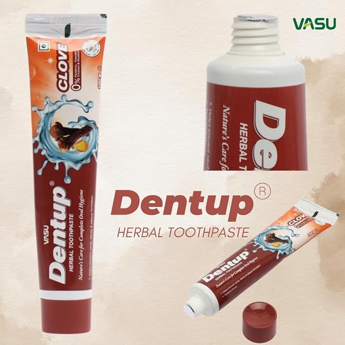 Dentup Herbal Toothpaste with Clove & Basil | Natural Fluoride-Free Ayurvedic Toothpaste for Fresh Breath & Gum Support – 100g Each (Pack of 2)-Ruum Studio Home