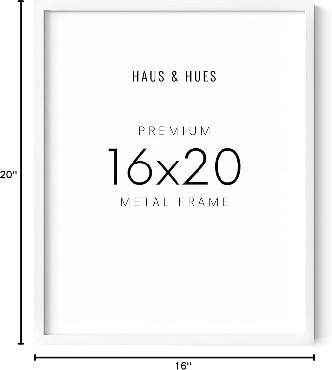 HAUS AND HUES White 16x20 Picture Frame - Modern Aluminum Wall Art Display - Minimalist, Lightweight 16x20 White Frame for Art Prints, Photos, Posters - Ready-to-Hang Vertically & Horizontally-Ruum Studio Home