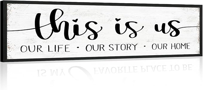 This is Us Sign Wall Decor: Family Wall Signs Rustic Farmhouse Living Room Country House Hanging Framed Wall Plaques,This is Us Our Life Our Story Our Home Quotes Wall Decor 12" x 40"-Ruum Studio Home