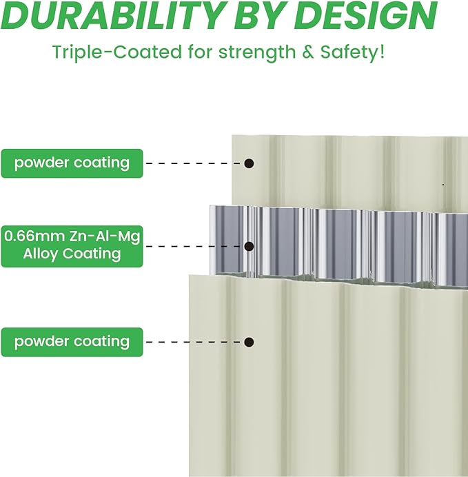 Raised Garden Bed Kit 8×2×1.4 FT Magnesium-Aluminum-Zinc Stainless Steel Metal Planter Box for Planting Outdoor Plants Vegetables (Beige)-Ruum Studio Home