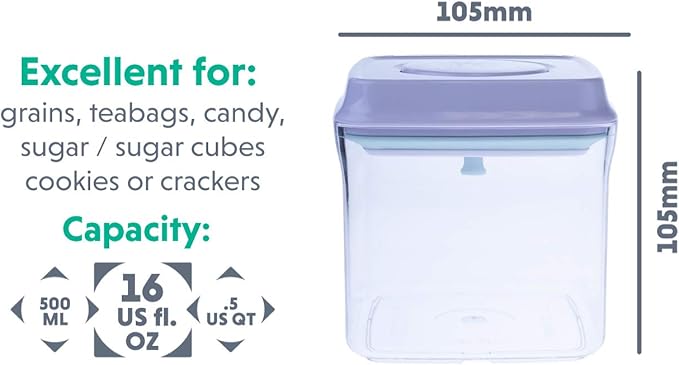 BopTop (1pc - 500ml) Airtight Food Storage Container – Mechanical Silicone Seal Canister - BPA-Free - 0.5Qt-Ruum Studio Home