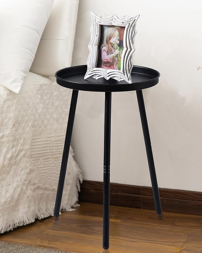 AOJEZOR Side Table: End Table for Any Room - Small Side Tables for Small Spaces All Matte Black with 3 Legged-Ruum Studio Home