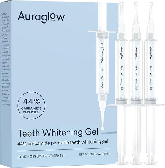 Auraglow 44% Teeth Whitening Gel Syringe Refill Pack, 44% Carbamide Peroxide, (3X) 5ml Syringes, 30 Whitening Treatments-Ruum Studio Home