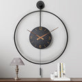 Large Modern Wall Clock,30.7× 20 Inch Big Metal Minimalist Arabic Numeral Dial,Decorative Farmhouse Pendulum Wall Clocks with Walnut Pointers forLiving Room Decor, Office,Dining Room-Ruum Studio Home