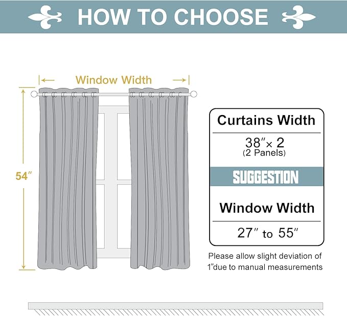 ChrisDowa Grommet Blackout Curtains for Bedroom and Living Room - 2 Panels Set Thermal Insulated Room Darkening Curtains (Light Grey, 38W x 54L)-Ruum Studio Home