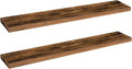 HOOBRO Floating Shelves for Wall, Wall Mounted Shelf Set of 2, 47.2" Hanging Shelf with Invisible Brackets, for Wall Bathroom, Bedroom, Toilet, Kitchen, Living Room, Office, Rustic Brown BF120BJP201-Ruum Studio Home