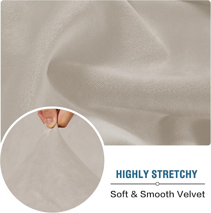 H.VERSAILTEX Velvet Stretch Individual Couch Cushion Cover Plush Slipcover for Loveseat Sofa Furniture Protector Seat Cover (1 Piece Loveseat Cushion Cover, Oatmeal)-Ruum Studio Home