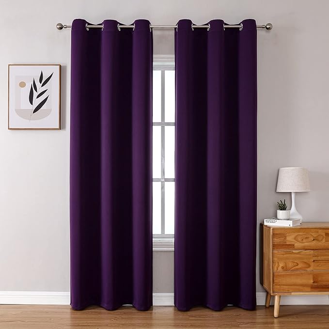 ChrisDowa Grommet Blackout Curtains for Bedroom and Living Room - 2 Panels Set Thermal Insulated Room Darkening Curtains (Royal Purple, 42W x 84L)-Ruum Studio Home