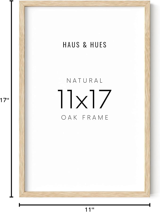 HAUS AND HUES 11x17 Picture Frame - 11 X 17 Frame Wood Picture Frames, 11x17 Poster Frame Wooden Picture Frames, 17x11 Picture Frame Wooden Frames, Frame 11x17 Natural Wood Frame (Beige Oak Frame)-Ruum Studio Home