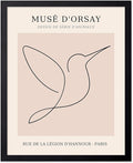 Poster Master Vintage Poster - Retro One Line Hummingbird Drawing Print - Bird Line Art - Minimal Gift for Him, Her, Animal Lover - Abstract Decor for Home, Office, 8x10 Black Framed-Ruum Studio Home