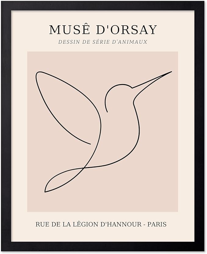 Poster Master Vintage Poster - Retro One Line Hummingbird Drawing Print - Bird Line Art - Minimal Gift for Him, Her, Animal Lover - Abstract Decor for Home, Office, 24x32 Unframed Wall Art-Ruum Studio Home
