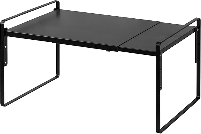 Nxconsu Cabinet Shelf Expandable Height Adjustable Organizer Riser for Kitchen Cabinet Pantry Cupboard Under Sink Countertop Organization Storage Space Saver Stackable Heavy Duty Metal Black XL-Ruum Studio Home