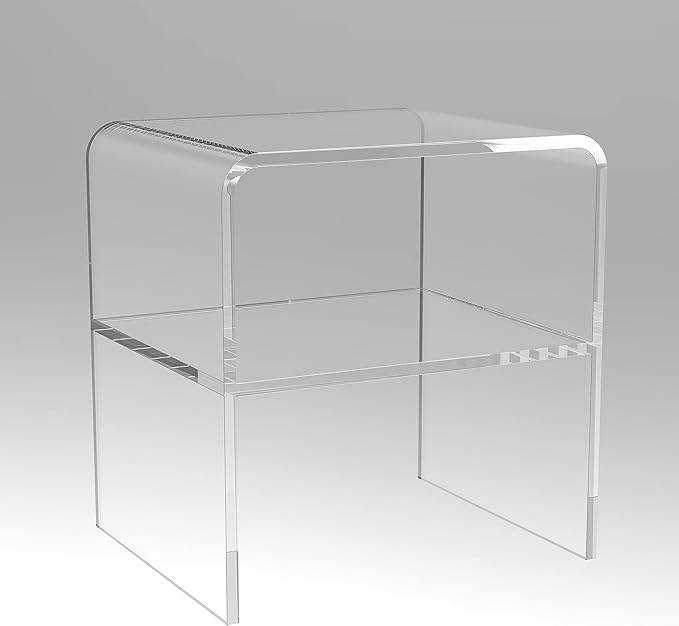 ONELUX 1626 Acrylic Bedside nightstand with Additional Shelf,Lucite Occasional Sofa Tables, Clear-Ruum Studio Home