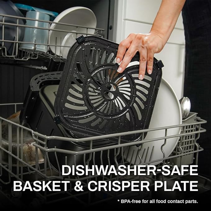 Air Fryer 6.8 Quarts, 10-in-1 Functions, Air Fry, Roast, Bake, Broil, Dehydrate, Large & Compact Air Fryers, Nonstick & Dishwasher-Safe Airfryer Basket, Stainless Steel Air Fryer, Metal Grey-Ruum Studio Home