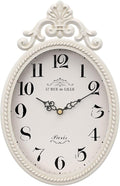 Abdurey Small French Retro Decorative Wall Clock, Ivory White Vintage Oval Style,Silent Battery Operated Boho Decor Wall Clocks for Farmhouse,Kitchen,Bedroom,Bathroom(10.4" H x 6.7" W)-Ruum Studio Home