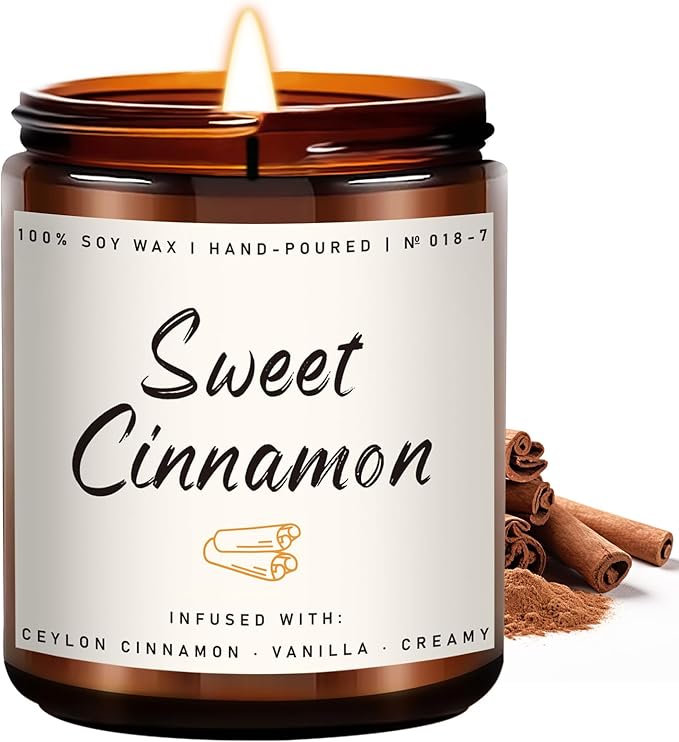 Auelife Fall Candle, Sweet Cinnamon Scented Candle, Fall Scents Soy Candles for Home Scented - Autumn Candles Gifts Set for Men and Women, Holiday, Thanksgiving, 7oz-Ruum Studio Home