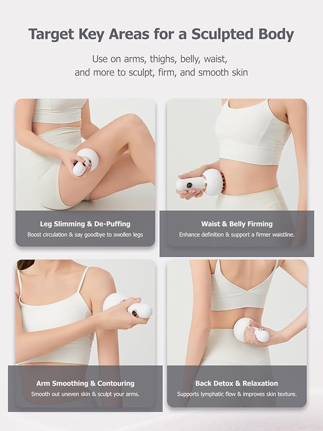 Lymphatic Drainage Massager & Anti Cellulite Massage Tool, Helps Reduce Stretch Marks & Cellulite, for Legs, Arms & Belly, Body Sculpting Machine with Microcurrent, Light, Heat & Vibration-Ruum Studio Home