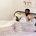 Nuzzie Chunky Knit Weighted Blanket - Breathable, Cooling, Hand Made Knit Throw Blanket for Sleep - Machine Washable, Stylish Decor Design (Dusty Rose, Queen | 28lbs | 80"x80")-Ruum Studio Home