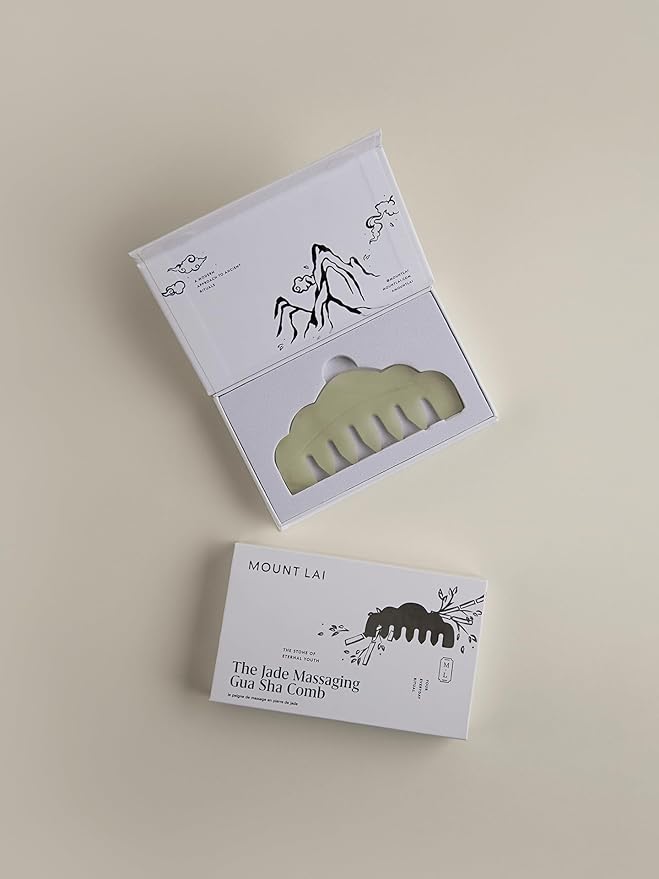 Mount Lai Hand-Carved Natural Jade Gua Sha Scalp Comb – Scalp Massager & Scraping Guasha Tool for Relaxation, Blood Circulation & Cooling-Ruum Studio Home