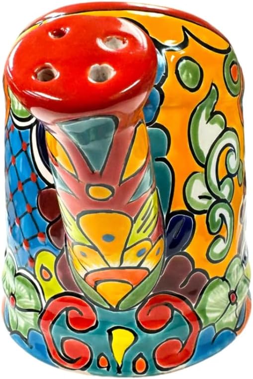 Talavera Watering Can Planter Large Flower Pot Large Mexican Pottery Folk Art Hand Painted Home Decor Garden Ceramic Handmade Multicolor 15" (Red Multi)-Ruum Studio Home