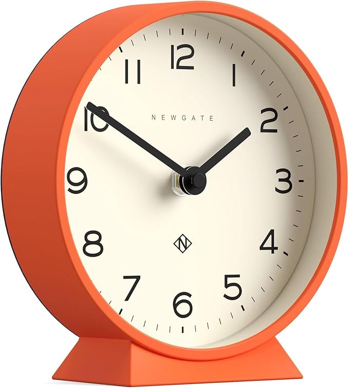 NEWGATE® M Mantel Echo Desk Clock | Modern Round Design | Pumpkin Orange | Easy to Read Numbers | Contemporary Style for Desk, Table, Shelf or Bedside-Ruum Studio Home
