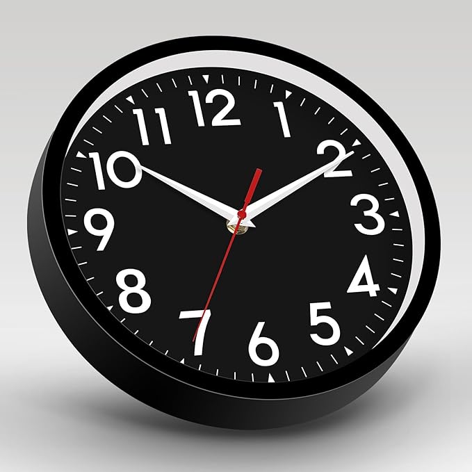 Wall Clock Black Battery Operated 10 Inch Simpel Silent Non Ticking Analog Decorative for Kitchen Bathroom Bedroom Office Living Room School Classroom(Black)-Ruum Studio Home