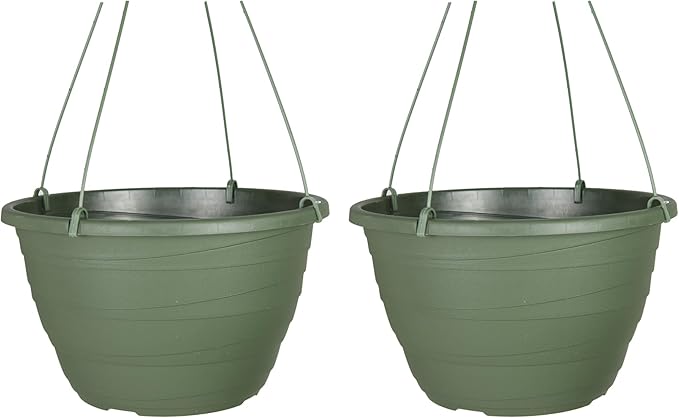 The HC Companies Wrapt Hanging Planters - Lightweight Plant Pot Hanger for Hanging Plants, Vegetables & Herbs - Outdoor & Indoor Hanging Basket for Plants (13" Green, Pack of 2)-Ruum Studio Home