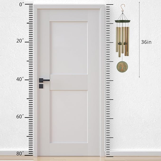 Gifts for Mom & Grandma - Outdoor Wind Chimes with Engraved Tree of Life, Large Patio Hanging Decor for Garden, Yard, Christmas, Anniversary Celebrations-Ruum Studio Home