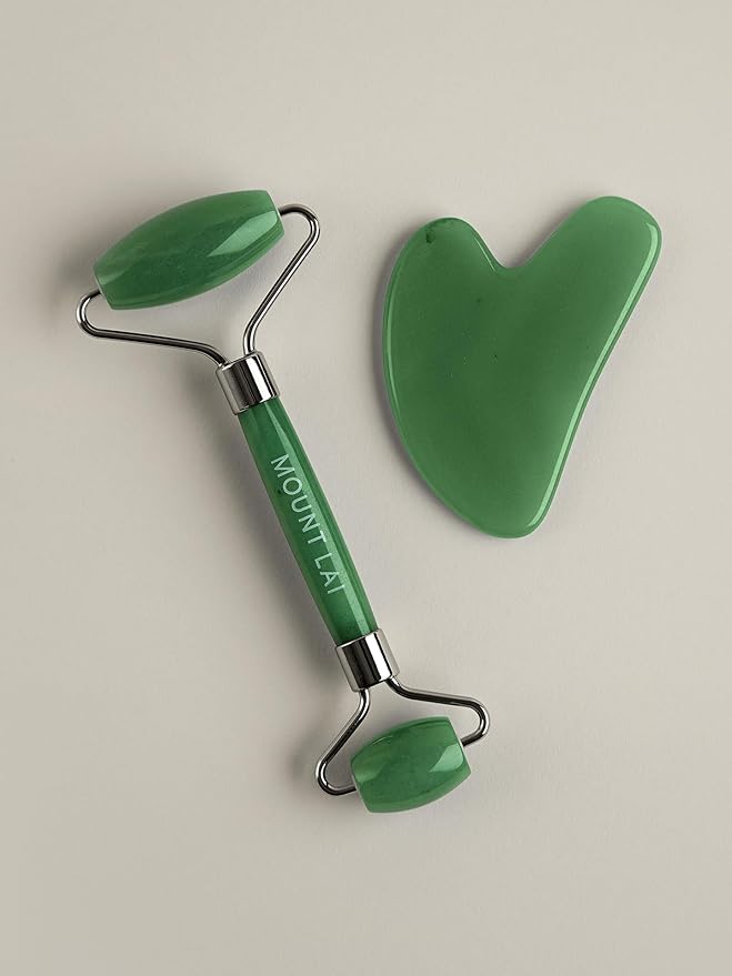 Mount Lai Jade Gua Sha Facial Tools, Jade Roller and Gua Sha Facial Tools Set, Guasha Tool for Face to Relieve Muscle Tension and Reduce Puffiness, Anti Aging Skin Care Sets for Women-Ruum Studio Home