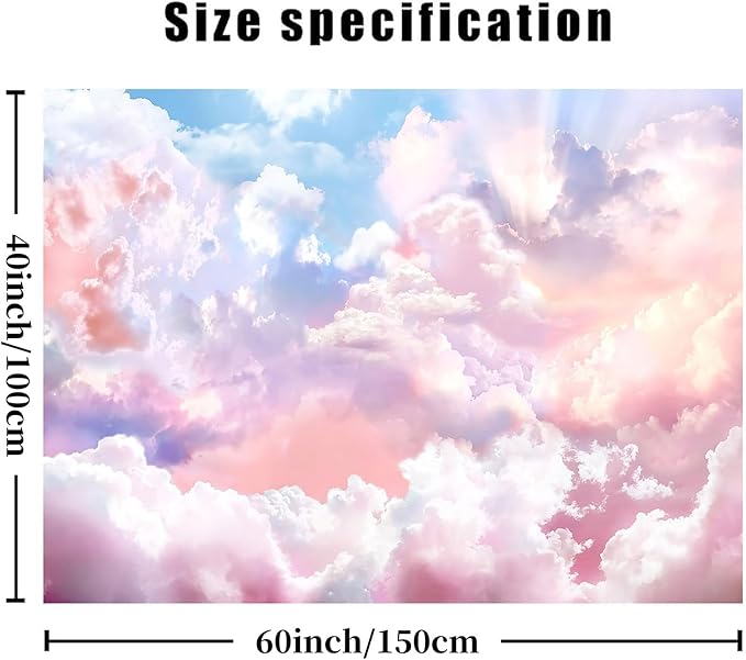 HVEST Pink Cloud Tapestry Colorful Abstract Clouds Natural Landscape Tapestries Wall Hanging for Bedroom Living Room Teen Dorm Indie Decor Poster Blanket,60x40 Inches-Ruum Studio Home