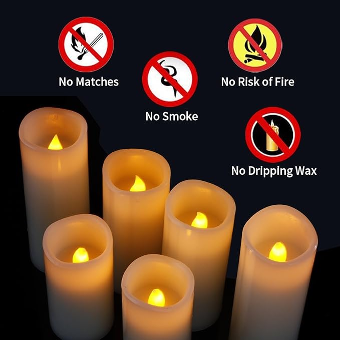 Flameless Candles Battery Operated Candles 4" 5" 6" 7" 8" 9" Set of 9 Ivory Real Wax Pillar LED Candles with 10-Key Remote and Cycling 24 Hours Timer-Ruum Studio Home