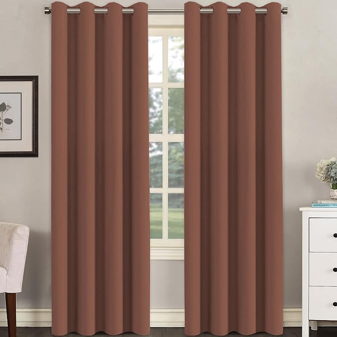 H.VERSAILTEX Room Darkening Curtains for Living Room Light Reducing Thermal Insulated Window Treatment Panels/Drapes Grommet Top 2 Panels (Washed Spice - 52 x 84 Inches)-Ruum Studio Home