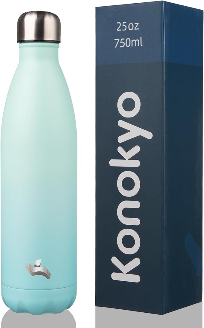 Insulated Water Bottles,25 oz Double Wall Stainless Steel Vacumm Metal Flask for Sports Travel,Mint-Ruum Studio Home
