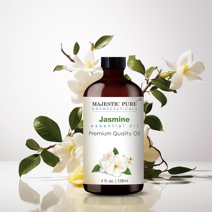 Majestic Pure Jasmine Essential Oil with Glass Dropper - Huge 4 Fl Oz - 100% Pure and Natural Jasmine Oil - Premium Grade Essential Oils for Diffuser, Aromatherapy, Soap and Candle Making-Ruum Studio Home