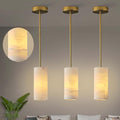 Alabaster Pendant Light Kitchen Island, H-9.5in Brass Pendant Light Fixtures with Natural Marble Shade, Adjustable Ceiling Pendant for Dining Room, Living Room, Bedroom & Bathroom-Ruum Studio Home