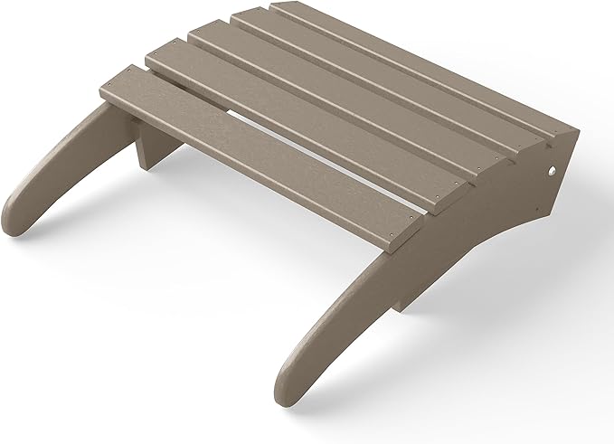 WestinTrends Outdoor Ottoman, Patio Adirondack Ottoman Foot Rest, All Weather Poly Lumber Folding Foot Stool for Adirondack Chair, Widely Used for Outside Porch Pool Lawn Backyard, Weathered Wood-Ruum Studio Home