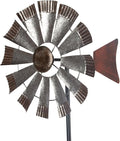 Wind Spinners Outdoor，Metal Vintage Style Single Sided Silver Windmill Kinetic Wind Spinner for Outdoor Garden Patio Yard Decor,Diameter 13 Inches-Ruum Studio Home