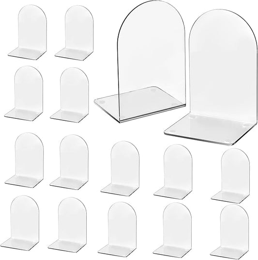 Lulonpon 16 Pieces Book Ends, Bookends, Books End for Shelves, Books End for Heavy Books, Clear Bookends, Acrylic Book Ends for School, Library,Desktop Organizer and Book Shelves-Ruum Studio Home
