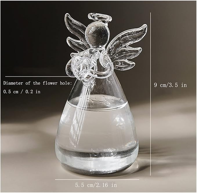 Angel Design Glass Vases Clear Flower Plant Terrarium Container Hanging Vase Wedding Decor Garden Ornaments Hanging Planter (Pack of 10)-Ruum Studio Home