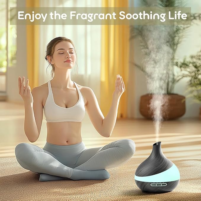 500ML Essential Oil Diffuser: Aroma Diffuser with Remote Control for Hotel Spa Yoga Room - Humidifiers for Bedroom with 14 Colors LED Night Light for Kids/Women Home Relaxation-Ruum Studio Home