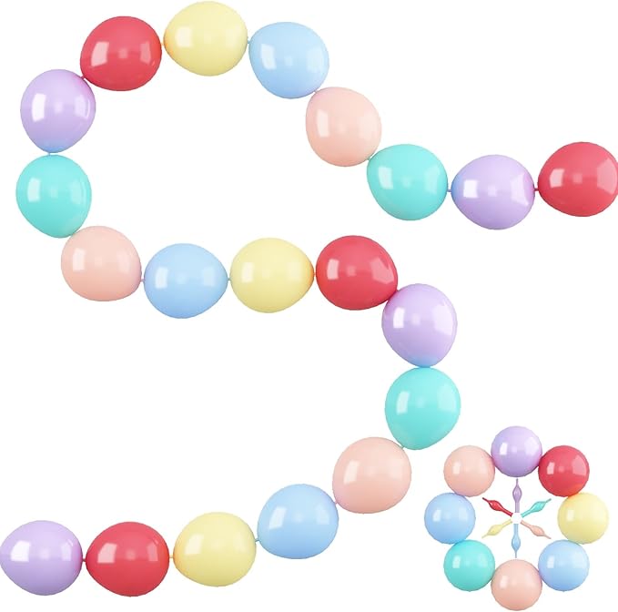 Pastel Rainbow Linking Balloons, 120PCS 6 Inch Colorful Quick Link Balloon Assorted, Multicolor Rainbow Connecting Balloons for Birthday Baby Shower Easter Independence Day Carnival Party Decorations-Ruum Studio Home