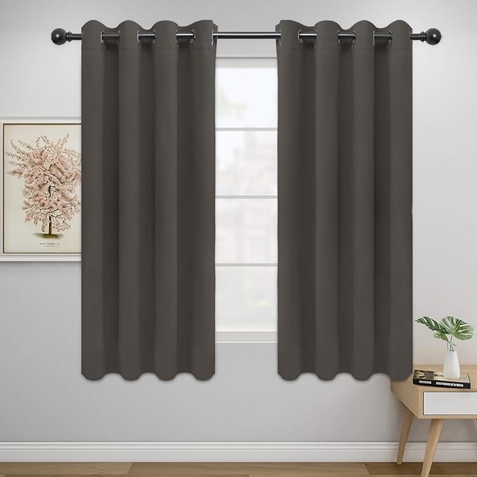 Easy-Going Blackout Curtains for Bedroom, Solid Thermal Insulated Grommet and Noise Reduction Window Drapes, Room Darkening Curtains for Living Room, 2 Panels (52x63 in,Taupe)-Ruum Studio Home