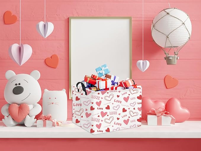 HIYAGON Rectangular Valentines Gift Basket - Pink Love Room Decor-Ruum Studio Home