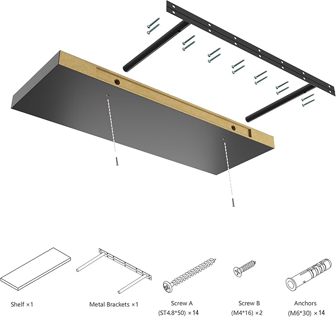 Large Floating Shelves for Wall Set of 2 Wooden Wall Shelves 36 in x 12.75 in x 2 inRoom Decor Long Shelf with Invisible Wall Mount Bracket for Bedroom Kitchen Living Room Black-Ruum Studio Home