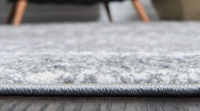 Unique Loom Rosso Collection Vintage, Traditional, Bohemian, Geometric, Distressed, Southwestern Area Rug (4' 0 x 4' 0 Round, Gray/Ivory)-Ruum Studio Home